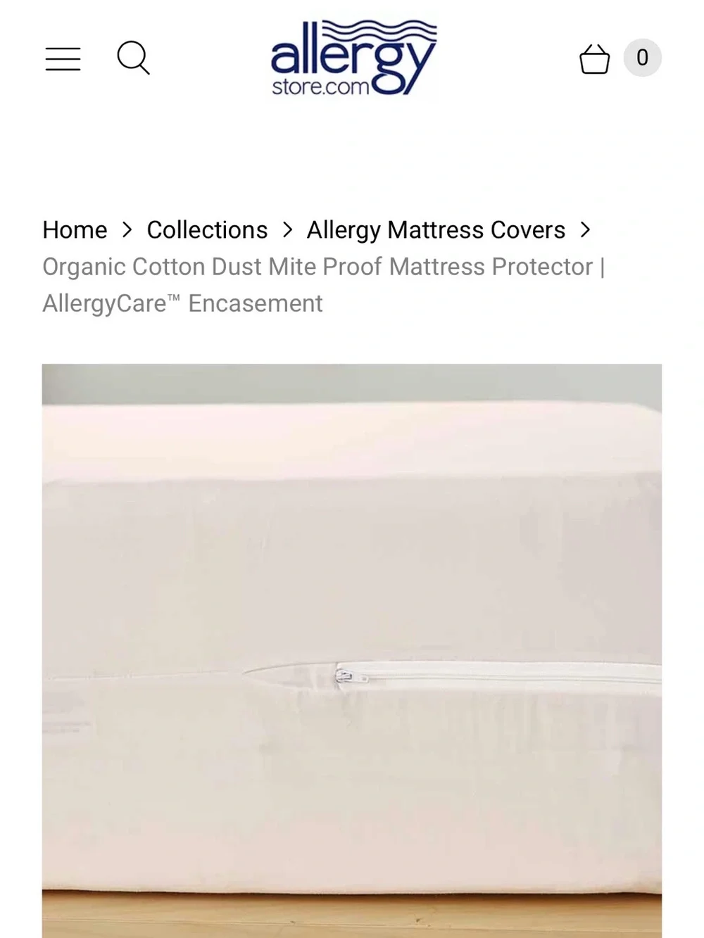 ALLERGY CARE 100% ORGANIC COTTON ZIPPERED MATTRESS ENCASEMENT QUEEN